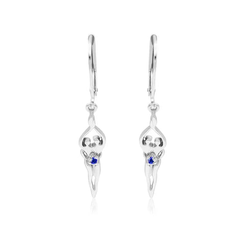 Sterling Silver Soulmate Earrings 1.5 Inch – Clear Cubic Zirconia Lever Back | Made in USA Symbol of Love Jewelry