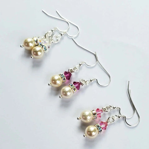 Sterling Silver Swarovski Crystal Pearl Drop Earrings – Handmade Jewelry | Made in USA Alexa Martha Designs  Earrings