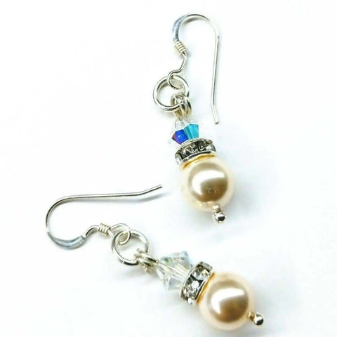 Sterling Silver Swarovski Crystal Pearl Drop Earrings – Handmade Jewelry | Made in USA Alexa Martha Designs  Earrings