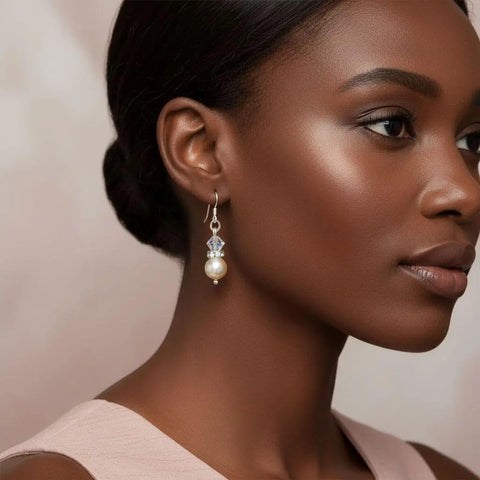Sterling Silver Swarovski Crystal Pearl Drop Earrings – Handmade Jewelry | Made in USA Alexa Martha Designs  Earrings