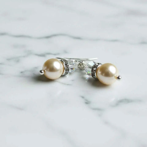 Sterling Silver Swarovski Crystal Pearl Drop Earrings – Handmade Jewelry | Made in USA Alexa Martha Designs  Earrings