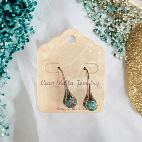 Sterling Silver Teardrop Murano Glass Earrings 1 Inch Dangle – Handcrafted Jewelry | Made in USA Michelle Marie Boutique  Earrings