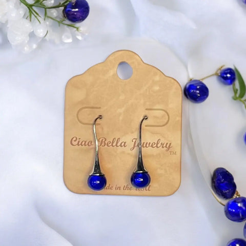 Sterling Silver Teardrop Murano Glass Earrings 1 Inch Dangle – Handcrafted Jewelry | Made in USA Michelle Marie Boutique  Earrings