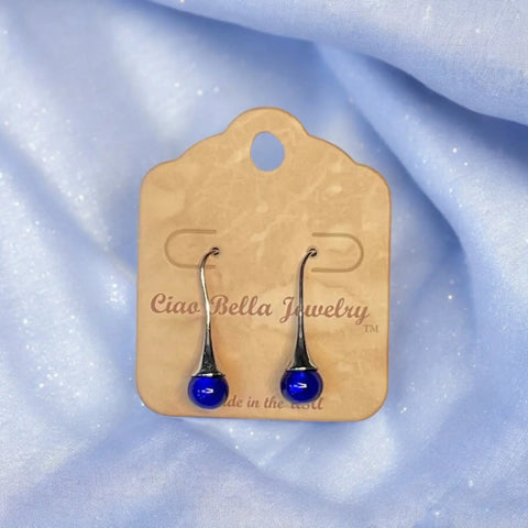Sterling Silver Teardrop Murano Glass Earrings 1 Inch Dangle – Handcrafted Jewelry | Made in USA Michelle Marie Boutique  Earrings