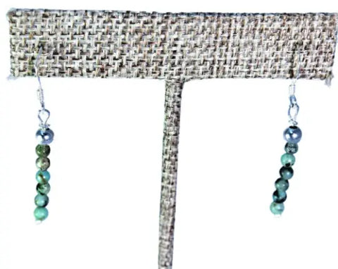 Sterling Silver Turquoise Drop Earrings 2 Inch – 3mm Stones | Handcrafted in USA Michelle Marie Boutique  Earrings