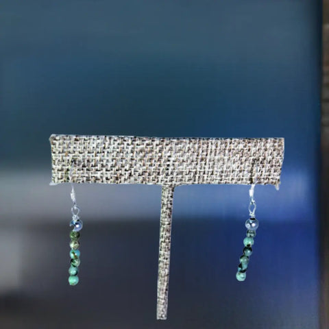 Sterling Silver Turquoise Drop Earrings 2 Inch – 3mm Stones | Handcrafted in USA Michelle Marie Boutique  Earrings