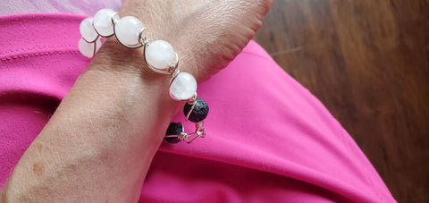 Sterling Silver Twist Wrap Gemstone Lava Rock Bangle – 7 Inch | Handmade in USA Alexa Martha Designs  Cuff Bracelet