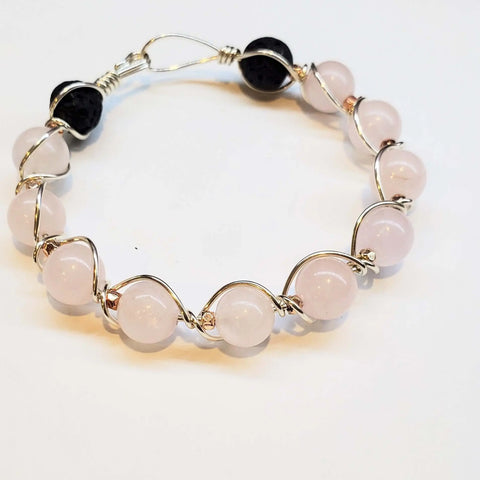 Sterling Silver Twist Wrap Gemstone Lava Rock Bangle – 7 Inch | Handmade in USA Alexa Martha Designs  Cuff Bracelet