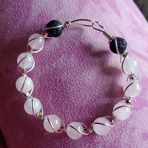 Sterling Silver Twist Wrap Gemstone Lava Rock Bangle – 7 Inch | Handmade in USA Alexa Martha Designs  Cuff Bracelet
