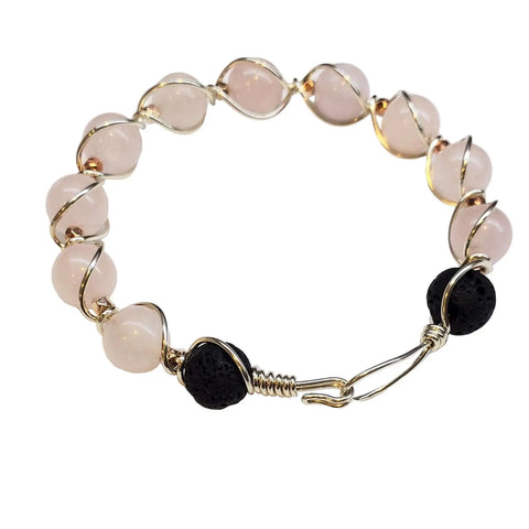 Sterling Silver Twist Wrap Gemstone Lava Rock Bangle – 7 Inch | Handmade in USA Alexa Martha Designs  Cuff Bracelet