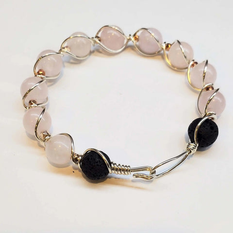 Sterling Silver Twist Wrap Gemstone Lava Rock Bangle – 7 Inch | Handmade in USA Alexa Martha Designs  Cuff Bracelet
