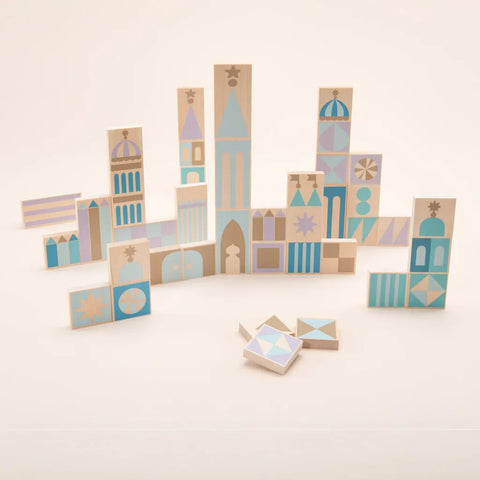 Storybook Castle Blocks – 53-Piece Wooden Building Chips Set – Sustainable Basswood | Made in USA Uncle Goose  Patterning Chips