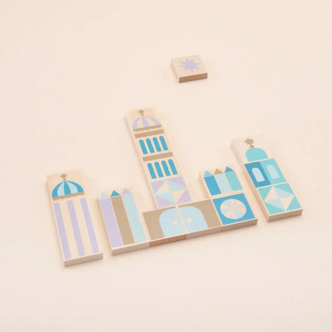 Storybook Castle Blocks – 53-Piece Wooden Building Chips Set – Sustainable Basswood | Made in USA Uncle Goose  Patterning Chips