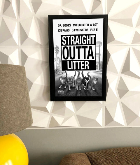 Straight Outta Litter Cat Poster – Playful Wall Art by Rich Jackson | Made in USA Skinny Pete's Gourmet Catnip  Art