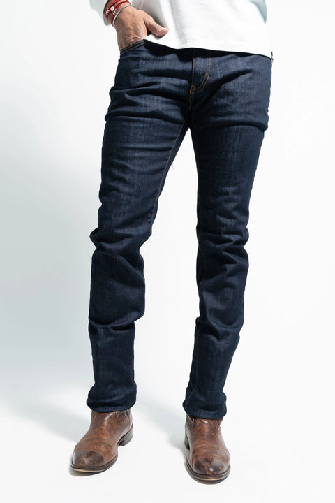 Straight Slim Fit Dark Wash Denim Jeans – 98% Cotton Stretch – Made in USA Marc Nelson  Denim Jeans