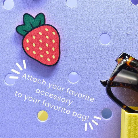 Strawberry Bag Charm – Vibrant Tote Accessory | Made in USA Chatelet Manufacturing 
