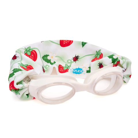 Strawberry Fields Swim Goggles With Tangle-Free Strap – Clear Lenses One Size Fits Kids to Adults | Assembled in USA Splash Place  Swim Goggles