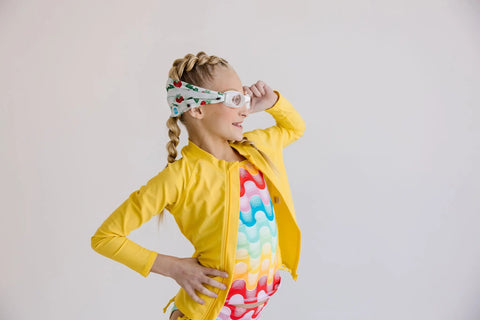 Strawberry Fields Swim Goggles With Tangle-Free Strap – Clear Lenses One Size Fits Kids to Adults | Assembled in USA Splash Place  Swim Goggles