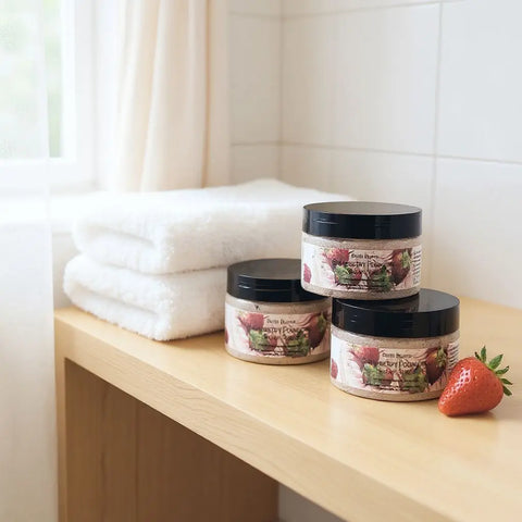 Strawberry Poundcake Exfoliating Sugar Scrub 5.9 Oz – Hydrating Body Polish | Made in USA Bath Bums  Sugar Scrubs