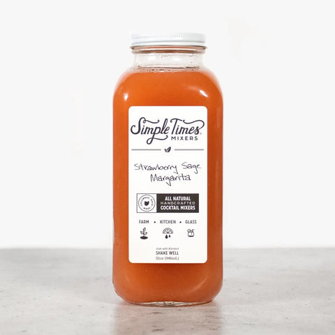 Strawberry Sage Margarita Mixer 32oz – Handcrafted Natural Cocktail Mixer | Made in USA Simple Times Mixers  32oz Single Bottle