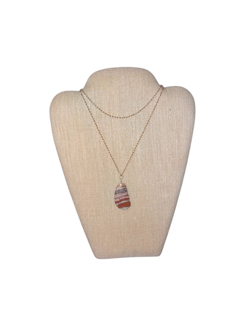 Striped Agate Stone Pendant Necklace Adjustable Crystal Beaded Chain – Elegant Jewelry | Made in USA Michelle Marie Boutique  Necklaces