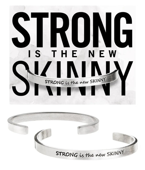 Strong Is the New Skinny Inspirational Pewter Cuff Bracelet – Handcrafted Body Positivity Jewelry | Made in USA Whitney Howard Designs  Cuff Bracelets