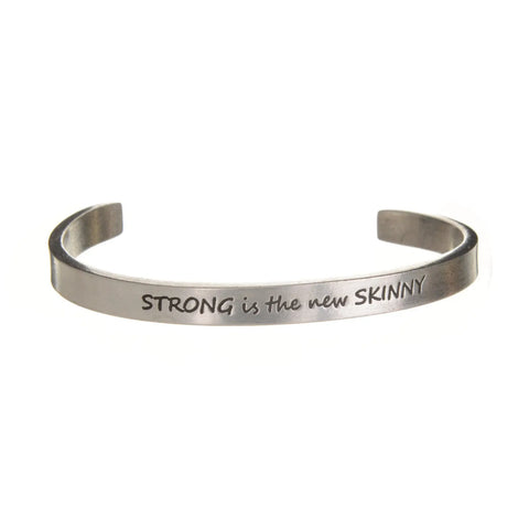 Strong Is the New Skinny Inspirational Pewter Cuff Bracelet – Handcrafted Body Positivity Jewelry | Made in USA Whitney Howard Designs  Cuff Bracelets