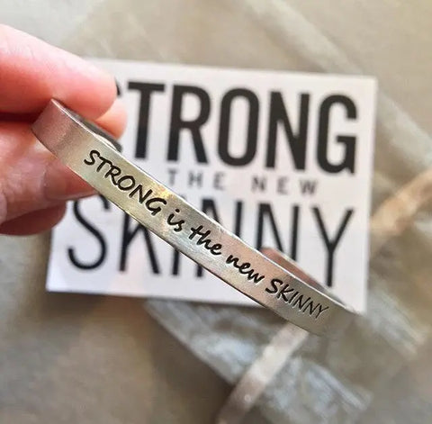 Strong Is the New Skinny Inspirational Pewter Cuff Bracelet – Handcrafted Body Positivity Jewelry | Made in USA Whitney Howard Designs  Cuff Bracelets