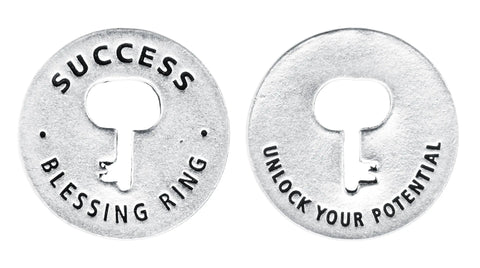 Success Blessing Ring Charm Key Design Token – Inspirational Pocket & Necklace Accessory | Made in USA Whitney Howard Designs  Blessing Ring