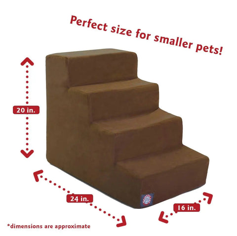 Suede 4 Step Pet Stairs – Heavy-Duty Corrugated Support | Made in USA Majestic Pet
