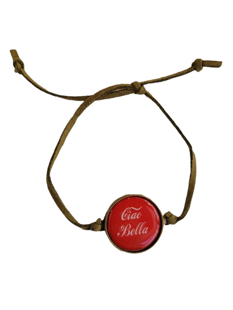 Suede Charm Bracelet – Red Ciao Bella Enamel Accent | Handmade Stretch Band | Made in USA Michelle Marie Boutique  Bracelets
