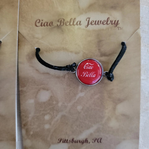 Suede Charm Bracelet – Red Ciao Bella Enamel Accent | Handmade Stretch Band | Made in USA Michelle Marie Boutique  Bracelets
