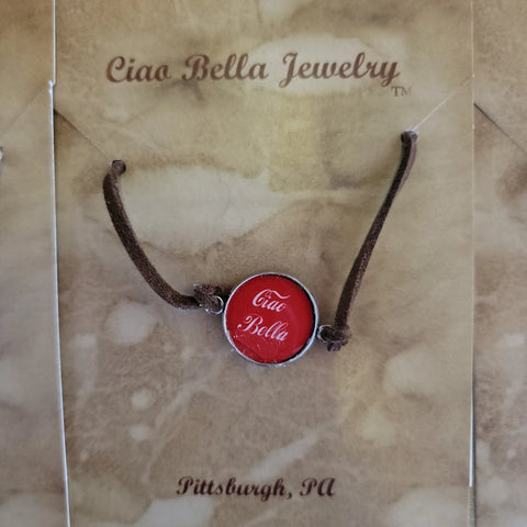 Suede Charm Bracelet – Red Ciao Bella Enamel Accent | Handmade Stretch Band | Made in USA Michelle Marie Boutique  Bracelets