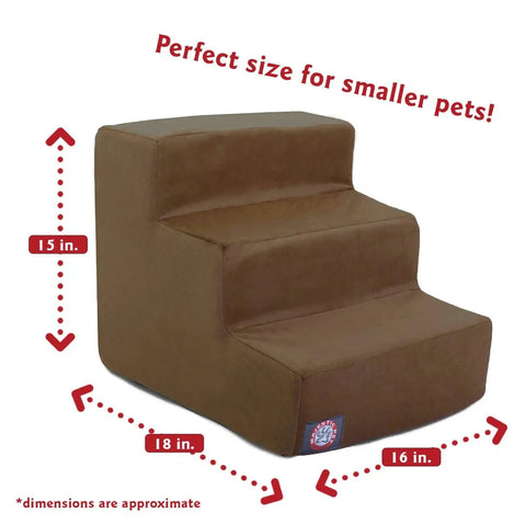 Suede Pet Stairs 3 Step – Heavy Duty Dog Ramp with Washable Cover | Made in USA Majestic Pet