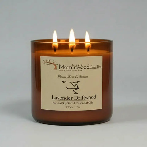 Sugared Spruce 3-Wick Soy Candle 17oz – Natural Blown Glass Jar – MorninWood Candles | Made in USA MorninWood Candles  3 Wick Candle