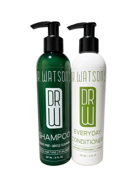 Sulfate-Free Shampoo & Lightweight Everyday Conditioner Set – 8 Oz Each | Made in USA by Dr. Watson's Dr. Watson's Hair & Body Care  Shampoo and Conditioner
