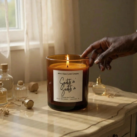 Sumthin Sumthin Smoke And Suede Luxury Soy Candle 8.5 Oz – Hand Poured Aromatic Candle | Made In USA Wick and Glow Candle Company™  Candles