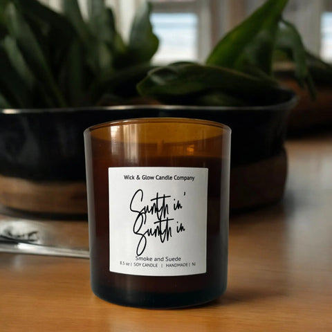 Sumthin Sumthin Smoke And Suede Luxury Soy Candle 8.5 Oz – Hand Poured Aromatic Candle | Made In USA Wick and Glow Candle Company™  Candles