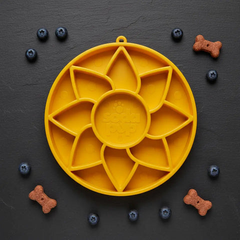 Sunflower Pattern Slow Feeder Dog Bowl – Soft Flexible Lick Mat 8 Inch | BPA-Free TPE | Made in USA SodaPup  ETRAY