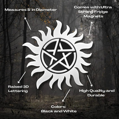 Supernatural Black White Fridge Magnet 5 Inch – Made in USA Chatelet Manufacturing 