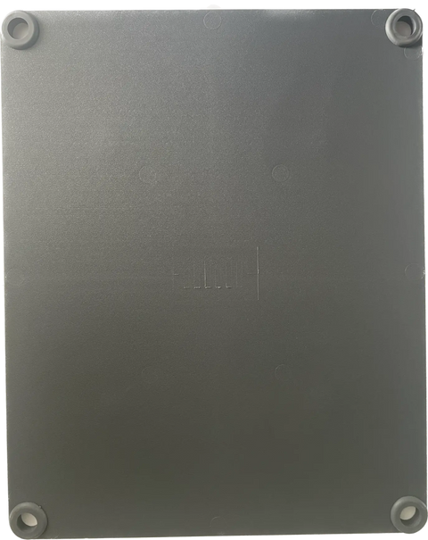 The Karving King Supplement Cutting Board is a flat, rectangular, gray BPA-free board with four raised circular non-slip feet at the corners and faint circular marks and lines in the center.
