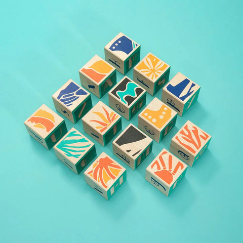 Sustainable Educational Ocean Exploration Wooden Blocks for Kids – 14 Piece Set, 1.75 Inch, Art Nouveau Style | Made in USA Uncle Goose  Sentiments
