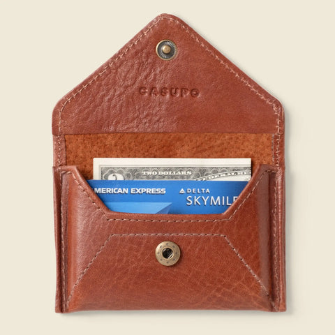 Sustainable Mini Envelope Card Wallet Leather RFID Protection 4.5 Inch – Casupo | Made in USA CASUPO  Envelope Wallet