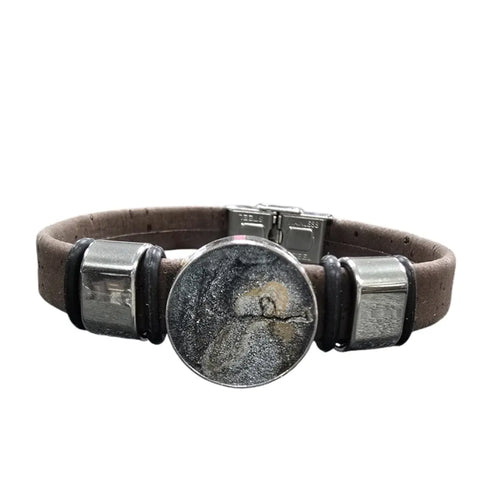 Sustainable Unisex Cork Bracelet 18mm Center – Go Gray Brain Cancer Awareness Wristband | Handmade in USA Charity Gift Michelle Marie Boutique  Bracelet