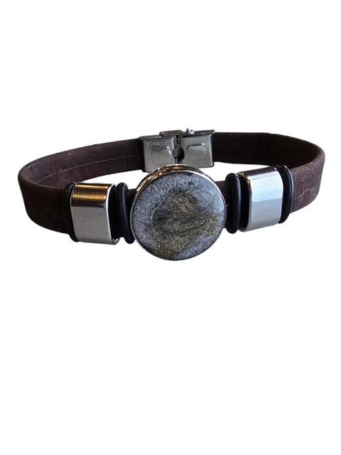 Sustainable Unisex Cork Bracelet 18mm Center – Go Gray Brain Cancer Awareness Wristband | Handmade in USA Charity Gift Michelle Marie Boutique  Bracelet