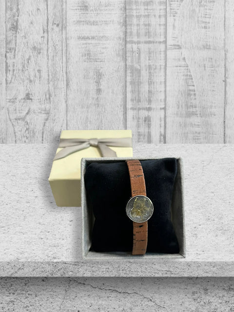 Sustainable Unisex Cork Bracelet 18mm Center – Go Gray Brain Cancer Awareness Wristband | Handmade in USA Charity Gift Michelle Marie Boutique  Bracelet