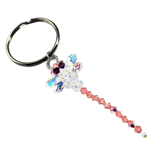 Swarovski Crystal Rose Peach Dragonfly Car Mirror Charm Alexa Martha Designs  Key Chain