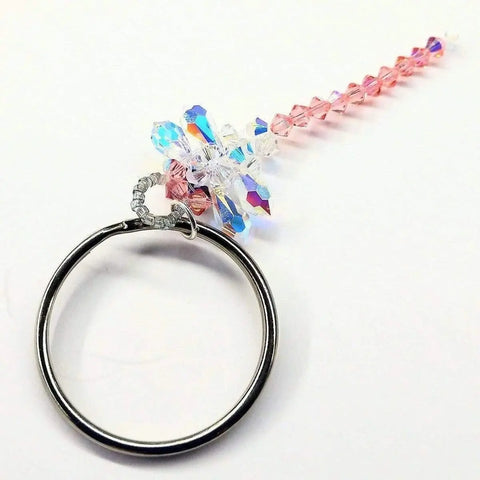 Swarovski Crystal Rose Peach Dragonfly Car Mirror Charm Alexa Martha Designs  Key Chain