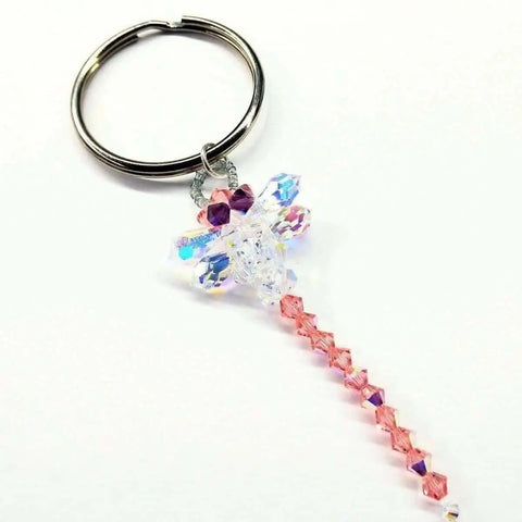 Swarovski Crystal Rose Peach Dragonfly Car Mirror Charm Alexa Martha Designs  Key Chain