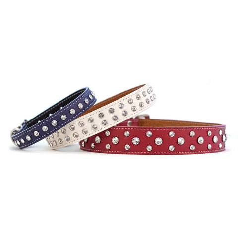Swarovski Crystallized Tuscan Leather Dog Collar – Durable Soft Interior – Made in USA Quality Craftsmanship Auburn Leathercrafters  item
